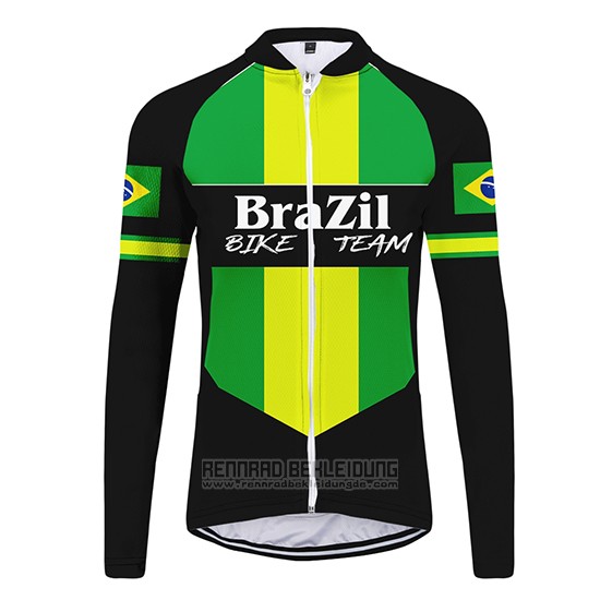 2020 Fahrradbekleidung Brasilien Shwarz Grun Trikot Langarm und Tragerhose - zum Schließen ins Bild klicken