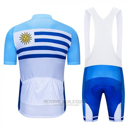 2019 Fahrradbekleidung Uruguay Blau Wei Trikot Kurzarm und Tragerhose - zum Schließen ins Bild klicken