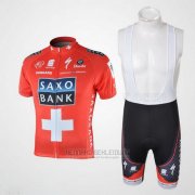2010 Fahrradbekleidung Saxo Bank Champion Schweiz Trikot Kurzarm und Tragerhose