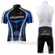 2010 Fahrradbekleidung Specialized Blau Trikot Kurzarm und Tragerhose