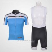 2011 Fahrradbekleidung Giordana Wei und Azurblau Trikot Kurzarm und Tragerhose