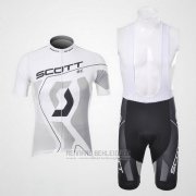 2012 Fahrradbekleidung Scott Wei und Grau Trikot Kurzarm und Tragerhose