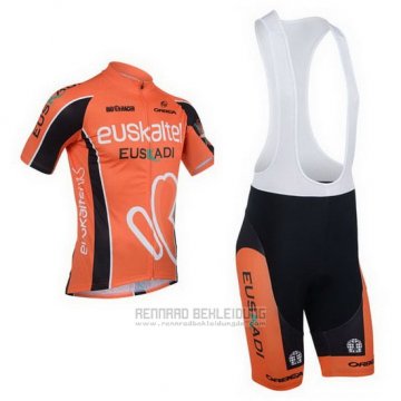 2013 Fahrradbekleidung Euskalte Orange Trikot Kurzarm und Tragerhose