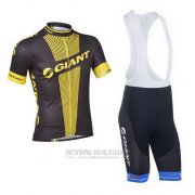 2013 Fahrradbekleidung Giant Shwarz und Gelb Trikot Kurzarm und Tragerhose