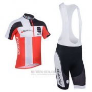 2013 Fahrradbekleidung Sportful Wei und Rot Trikot Kurzarm und Tragerhose