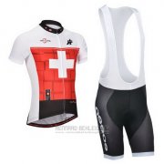 2014 Fahrradbekleidung Assos Wei und Rot Trikot Kurzarm und Tragerhose