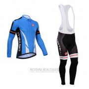 2014 Fahrradbekleidung Castelli Blau und Shwarz Trikot Langarm und Tragerhose