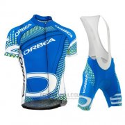 2015 Fahrradbekleidung Orbea Azurblau und Shwarz Trikot Kurzarm und Tragerhose