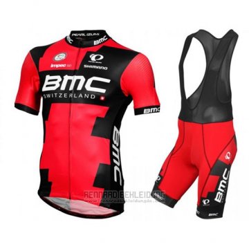 2016 Fahrradbekleidung BMC Shwarz und Rot Trikot Kurzarm und Tragerhose