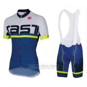2016 Fahrradbekleidung Castelli Blau Wei Trikot Kurzarm und Tragerhose