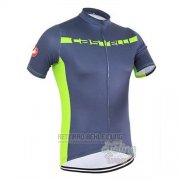 2016 Fahrradbekleidung Castelli Grau und Grun Trikot Kurzarm und Tragerhose