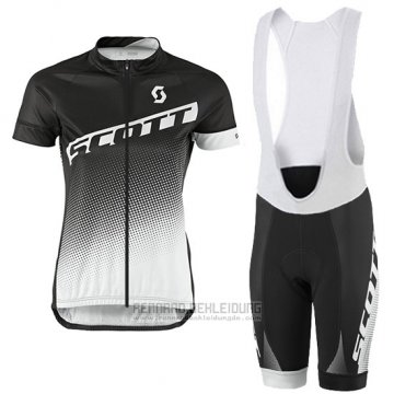 2016 Fahrradbekleidung Frau Scott Shwarz und Grau Trikot Kurzarm und Tragerhose