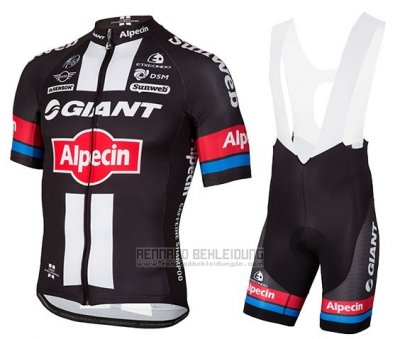 2016 Fahrradbekleidung Giant Alpecin Shwarz und Rot Trikot Kurzarm und Tragerhose