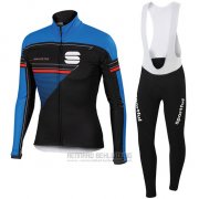 2016 Fahrradbekleidung Sportful Shwarz und Blau Trikot Langarm und Tragerhose