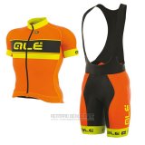 2017 Fahrradbekleidung ALE Graphics Prr Bermuda Orange und Gelb Trikot Kurzarm und Tragerhose