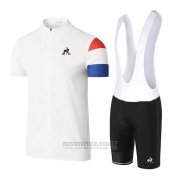 2017 Fahrradbekleidung Coq Sportif Tour de France Wei Trikot Kurzarm und Tragerhose