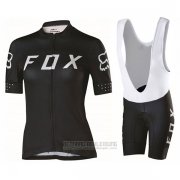 2017 Fahrradbekleidung Frau Fox Shwarz Trikot Kurzarm und Tragerhose