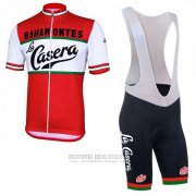 2017 Fahrradbekleidung La Casera Vintage Rot Trikot Kurzarm und Tragerhose