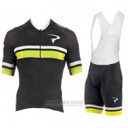 2017 Fahrradbekleidung Pinarello Shwarz und Gelb Trikot Kurzarm und Tragerhose