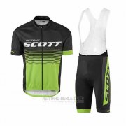 2017 Fahrradbekleidung Scott Grun und Shwarz Trikot Kurzarm und Tragerhose