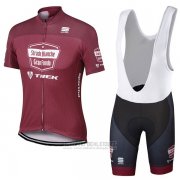 2017 Fahrradbekleidung Strade Bianche Trek Rot Trikot Kurzarm und Tragerhose