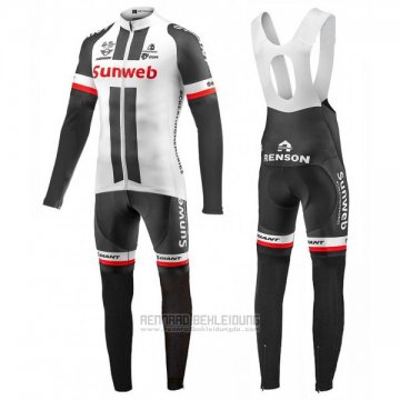 2017 Fahrradbekleidung Sunweb Wei Trikot Langarm und Tragerhose