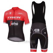 2017 Fahrradbekleidung Trek Segafredo Shwarz und Rot Trikot Kurzarm und Tragerhose