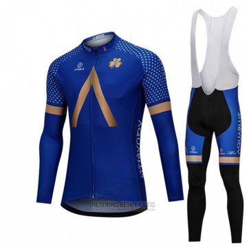 2018 Fahrradbekleidung Aqua Blue Sport Blau Trikot Langarm und Tragerhose