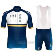 2018 Fahrradbekleidung Australien Wei und Blau Trikot Kurzarm und Tragerhose