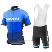 2018 Fahrradbekleidung Giant Elevate Blau Trikot Kurzarm und Tragerhose