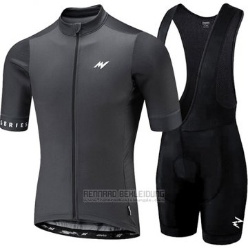 2018 Fahrradbekleidung Morvelo Dunkel Grau Trikot Kurzarm und Tragerhose