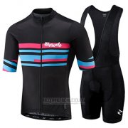 2018 Fahrradbekleidung Morvelo Shwarz und Blau Trikot Kurzarm und Tragerhose