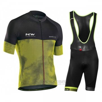 2018 Fahrradbekleidung Northwave Shwarz Gelb Trikot Kurzarm Tragerhose