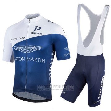 2018 Fahrradbekleidung One Pro Wei und Dunkel Blau Trikot Kurzarm und Tragerhose