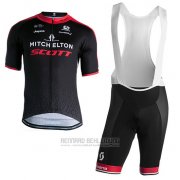 2018 Fahrradbekleidung Scott Shwarz Rot Trikot Kurzarm und Tragerhose