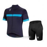 2018 Fahrradbekleidung Specialized Blau Trikot Kurzarm und Tragerhose