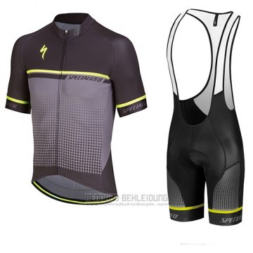 2018 Fahrradbekleidung Specialized Shwarz Grau Gelb Trikot Kurzarm und Tragerhose(1)