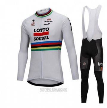 2018 Fahrradbekleidung UCI Weltmeister Lotto Soudal Wei Trikot Langarm und Tragerhose