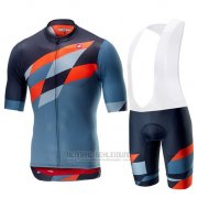 2019 Fahrradbekleidung Castelli Tabula Rasa Blau Orange Trikot Kurzarm und Overall
