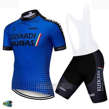 2019 Fahrradbekleidung Euskadi Murias Blau Trikot Kurzarm und Tragerhose