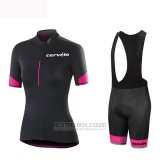 2019 Fahrradbekleidung Frau Cervelo Shwarz Rosa Trikot Kurzarm und Tragerhose