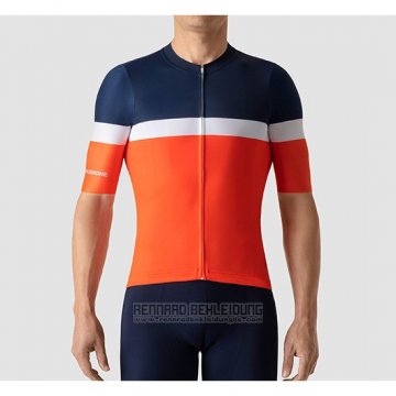 2019 Fahrradbekleidung La Passione Blau Wei Orange Trikot Kurzarm und Tragerhose