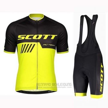 2019 Fahrradbekleidung Scott Shwarz Gelb Trikot Kurzarm und Tragerhose