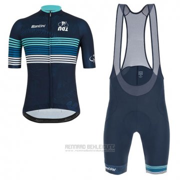 2019 Fahrradbekleidung Tour Down Under Blau Trikot Kurzarm und Tragerhose