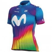 2020 Fahrradbekleidung Frau Movistar Mehrfarbig Trikot Kurzarm und Tragerhose