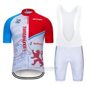 2020 Fahrradbekleidung Luxemburg Blau Wei Rot Trikot Kurzarm und Tragerhose