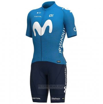 2020 Fahrradbekleidung Movistar Wei Blau Trikot Kurzarm und Tragerhose