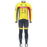 2020 Fahrradbekleidung Wallonie Bruxelles Gelb Rot Trikot Langarm und Tragerhose