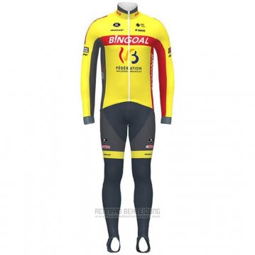 2020 Fahrradbekleidung Wallonie Bruxelles Gelb Rot Trikot Langarm und Tragerhose