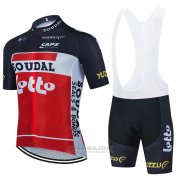 2021 Fahrradbekleidung Lotto Soudal Shwarz Wei Rot Trikot Kurzarm und Tragerhose